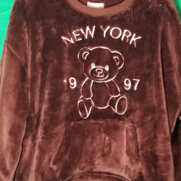 No Comment Faux Fur Brown Sweatshirt Women's Plus Size 2X Soft Cozy Bear - Picture 3 of 6